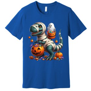 Cut Ghost Riding Mummy Dinosaur T Rex Halloween Fun Gift Premium T-Shirt