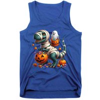 Cut Ghost Riding Mummy Dinosaur T Rex Halloween Fun Gift Tank Top