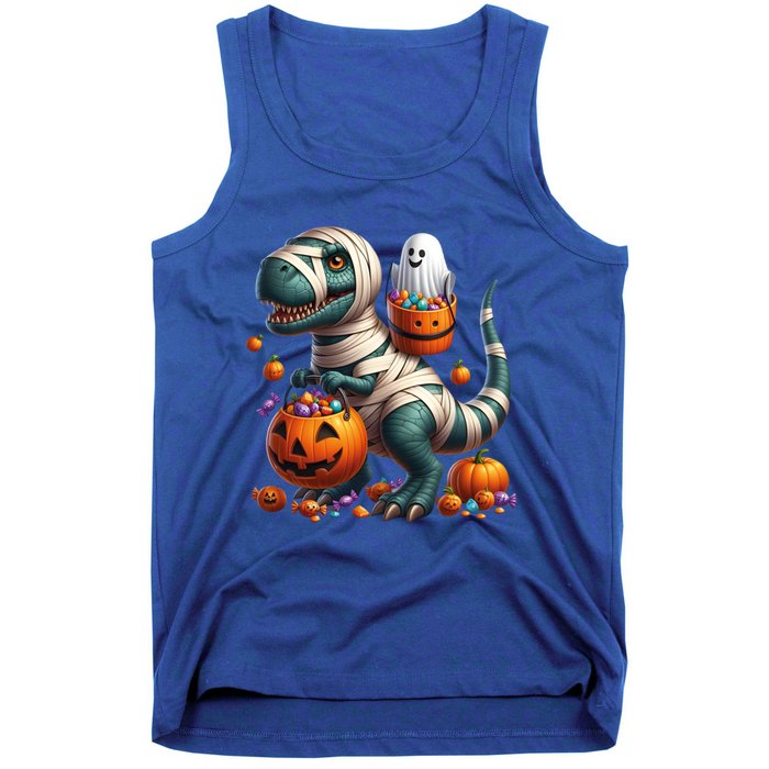 Cut Ghost Riding Mummy Dinosaur T Rex Halloween Fun Gift Tank Top