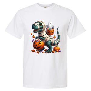 Cut Ghost Riding Mummy Dinosaur T Rex Halloween Fun Gift Garment-Dyed Heavyweight T-Shirt