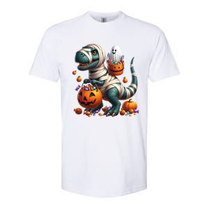 Cut Ghost Riding Mummy Dinosaur T Rex Halloween Fun Gift Softstyle CVC T-Shirt