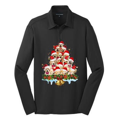 Christmas Golden Retriever Xmas Dog Santa Hat Pet Lovers Gift Silk Touch Performance Long Sleeve Polo