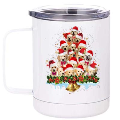 Christmas Golden Retriever Xmas Dog Santa Hat Pet Lovers Gift 12 oz Stainless Steel Tumbler Cup