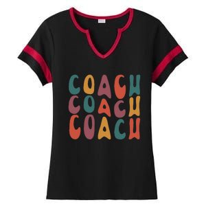 Coach Groovy Retro Colorful Design Coaching Ladies Halftime Notch Neck Tee