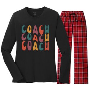 Coach Groovy Retro Colorful Design Coaching Women's Long Sleeve Flannel Pajama Set 