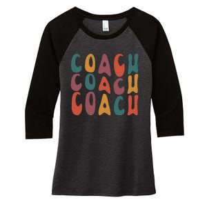 Coach Groovy Retro Colorful Design Coaching Women's Tri-Blend 3/4-Sleeve Raglan Shirt