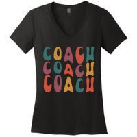 Coach Groovy Retro Colorful Design Coaching Women's V-Neck T-Shirt