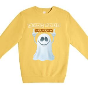 Cute Ghost Read More Boooooks Halloween Gift Premium Crewneck Sweatshirt