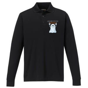 Cute Ghost Read More Boooooks Halloween Gift Performance Long Sleeve Polo