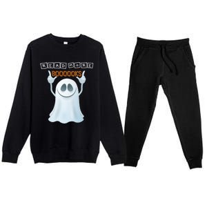 Cute Ghost Read More Boooooks Halloween Gift Premium Crewneck Sweatsuit Set