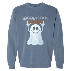 Cute Ghost Read More Boooooks Halloween Gift Garment-Dyed Sweatshirt