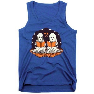 Cute Ghost Reading Books Halloween Book Cool Gift Tank Top