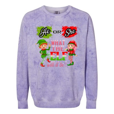 Christmas Gender Reveal He Or She What The Elf Will It Be Meaningful Gift Colorblast Crewneck Sweatshirt