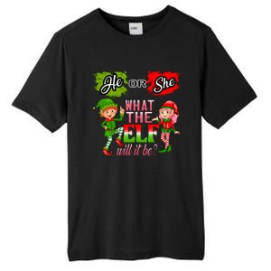 Christmas Gender Reveal He Or She What The Elf Will It Be Meaningful Gift Tall Fusion ChromaSoft Performance T-Shirt