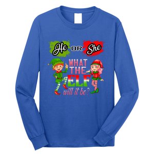 Christmas Gender Reveal He Or She What The Elf Will It Be Meaningful Gift Long Sleeve Shirt