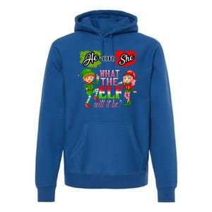 Christmas Gender Reveal He Or She What The Elf Will It Be Meaningful Gift Premium Hoodie