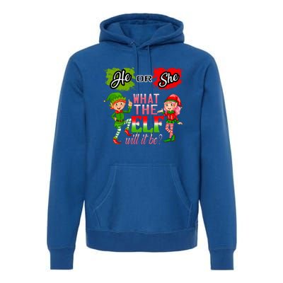 Christmas Gender Reveal He Or She What The Elf Will It Be Meaningful Gift Premium Hoodie