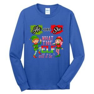 Christmas Gender Reveal He Or She What The Elf Will It Be Meaningful Gift Tall Long Sleeve T-Shirt