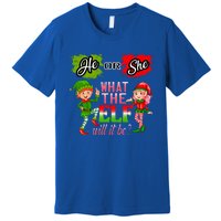 Christmas Gender Reveal He Or She What The Elf Will It Be Meaningful Gift Premium T-Shirt