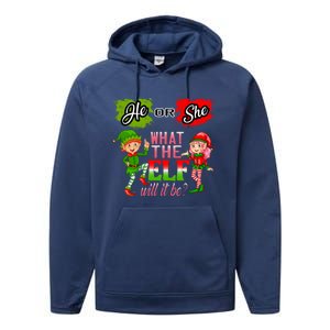 Christmas Gender Reveal He Or She What The Elf Will It Be Meaningful Gift Performance Fleece Hoodie