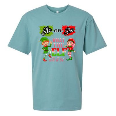 Christmas Gender Reveal He Or She What The Elf Will It Be Meaningful Gift Sueded Cloud Jersey T-Shirt