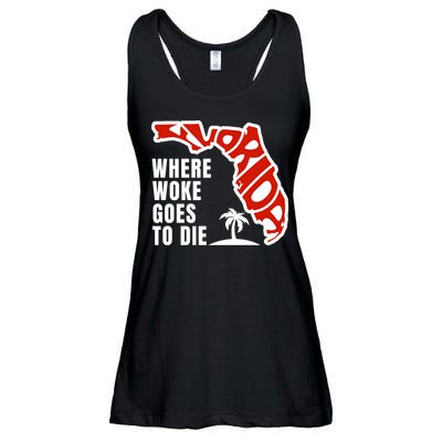 Conservative Governor Ron Desantis Quote:Florida Is Where Woke Goes To Die Ladies Essential Flowy Tank