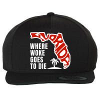Conservative Governor Ron Desantis Quote:Florida Is Where Woke Goes To Die Wool Snapback Cap