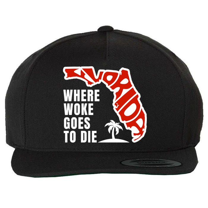 Conservative Governor Ron Desantis Quote:Florida Is Where Woke Goes To Die Wool Snapback Cap