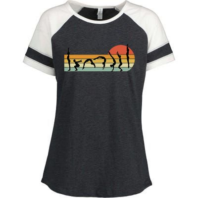 Cool Gymnasts Retro Sunset Girl Gymnastics Enza Ladies Jersey Colorblock Tee