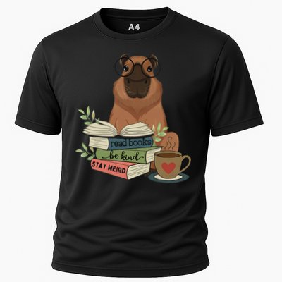 Capybara Glasses Reading Books Capybara Nerd Bookworm Cooling Performance Crew T-Shirt