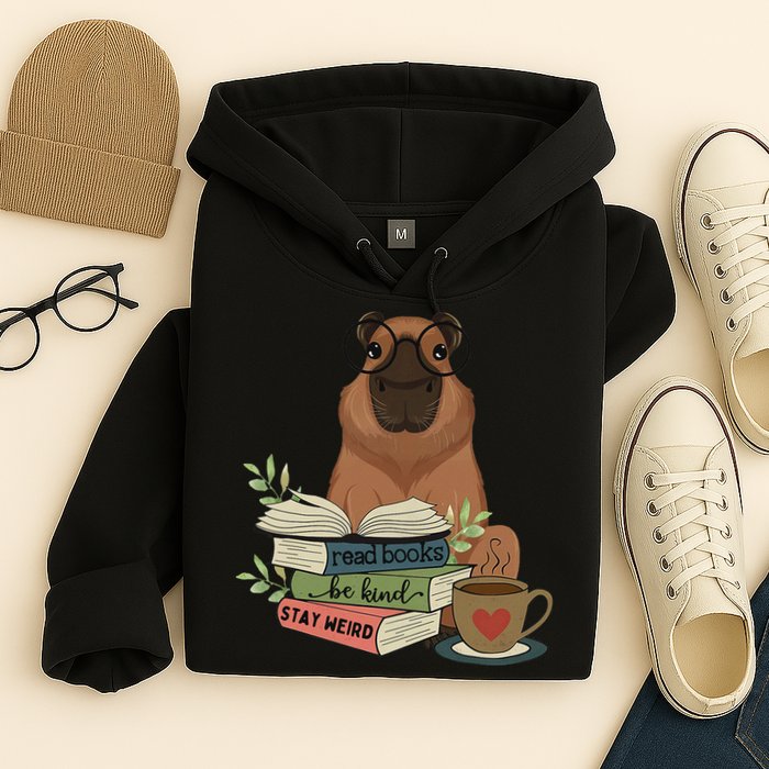 Capybara Glasses Reading Books Capybara Nerd Bookworm Hoodie