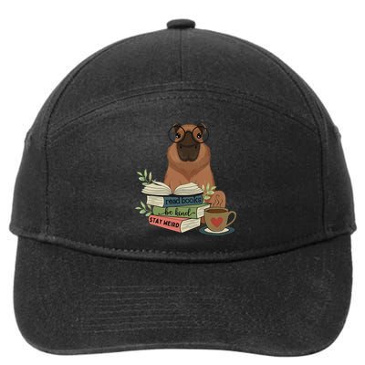 Capybara Glasses Reading Books Capybara Nerd Bookworm 7-Panel Snapback Hat