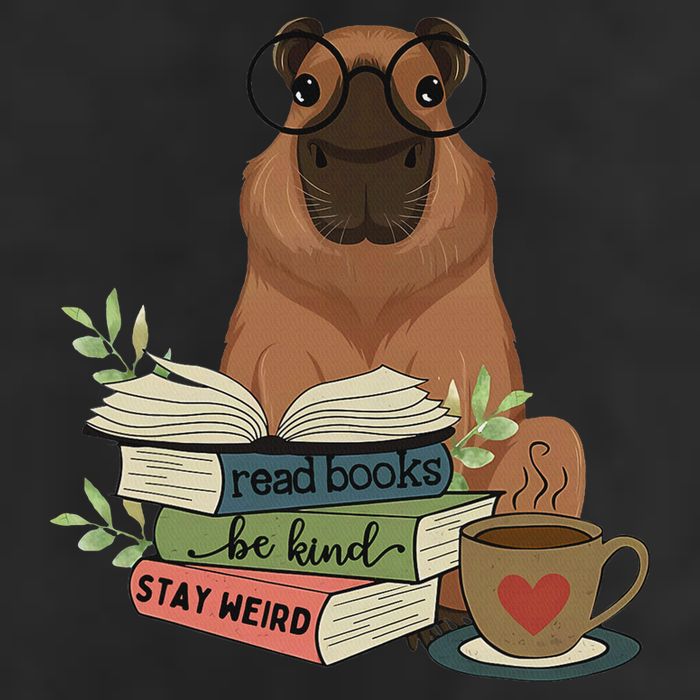 Capybara Glasses Reading Books Capybara Nerd Bookworm Knit Cap Winter Beanie
