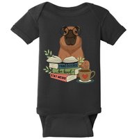 Capybara Glasses Reading Books Capybara Nerd Bookworm Baby Bodysuit