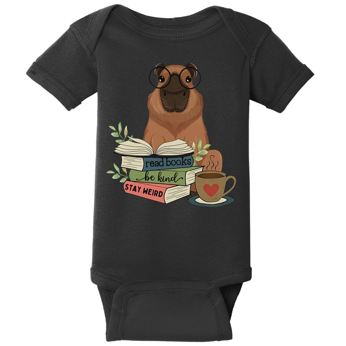 Capybara Glasses Reading Books Capybara Nerd Bookworm Baby Bodysuit