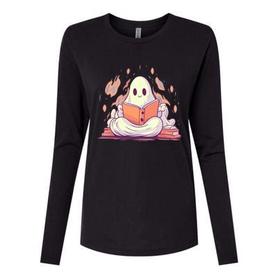 Cute Ghost Reading Books Meaningful Gift Womens Cotton Relaxed Long Sleeve T-Shirt