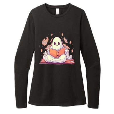 Cute Ghost Reading Books Meaningful Gift Womens CVC Long Sleeve Shirt