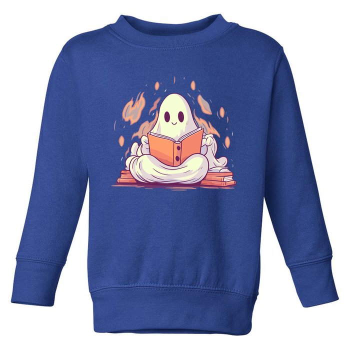 Cute Ghost Reading Books Meaningful Gift Toddler Sweatshirt