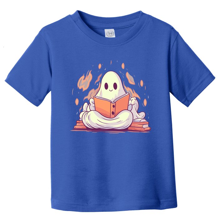 Cute Ghost Reading Books Meaningful Gift Toddler T-Shirt