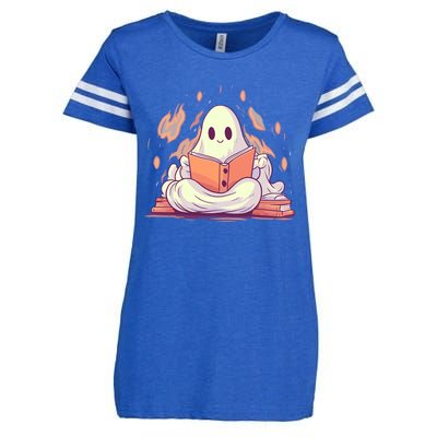 Cute Ghost Reading Books Meaningful Gift Enza Ladies Jersey Football T-Shirt