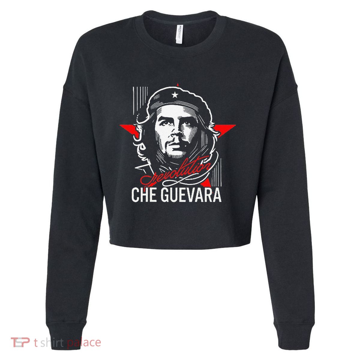 Che Guevara Rebel Signature Guerrilla Icon Revolution Cropped Pullover Crew
