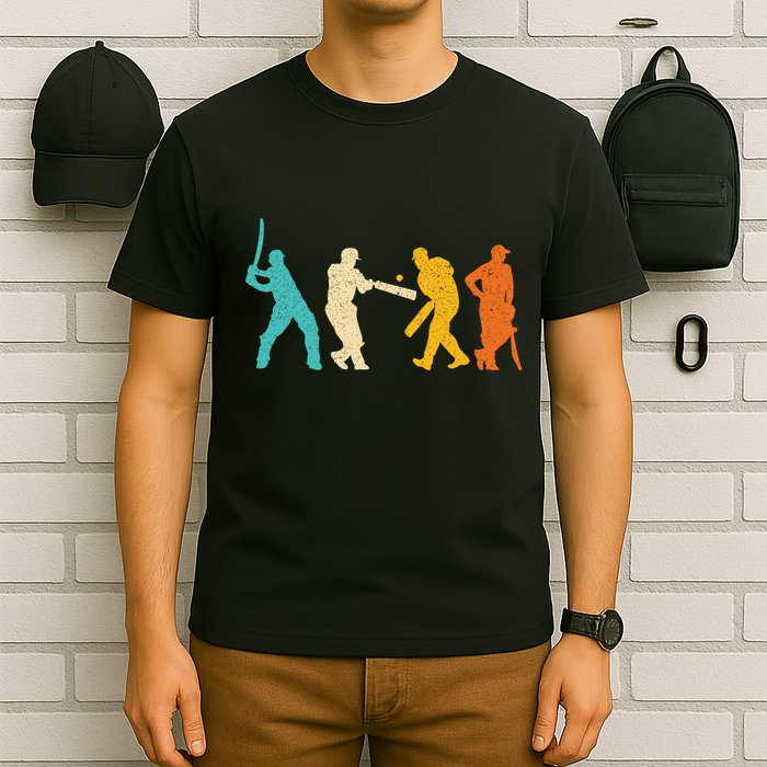 Cricket Gifts Retro Vintage Colors Cricket Players T-Shirt