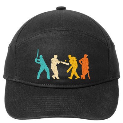 Cricket Gifts Retro Vintage Colors Cricket Players 7-Panel Snapback Hat