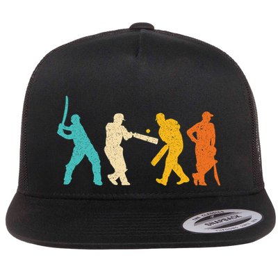 Cricket Gifts Retro Vintage Colors Cricket Players Flatbill Hat