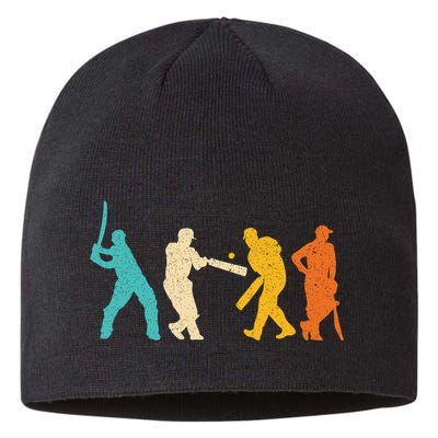 Cricket Gifts Retro Vintage Colors Cricket Players Sustainable Beanie