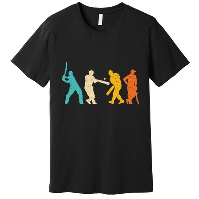 Cricket Gifts Retro Vintage Colors Cricket Players Premium T-Shirt