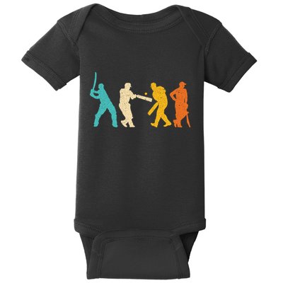 Cricket Gifts Retro Vintage Colors Cricket Players Baby Bodysuit