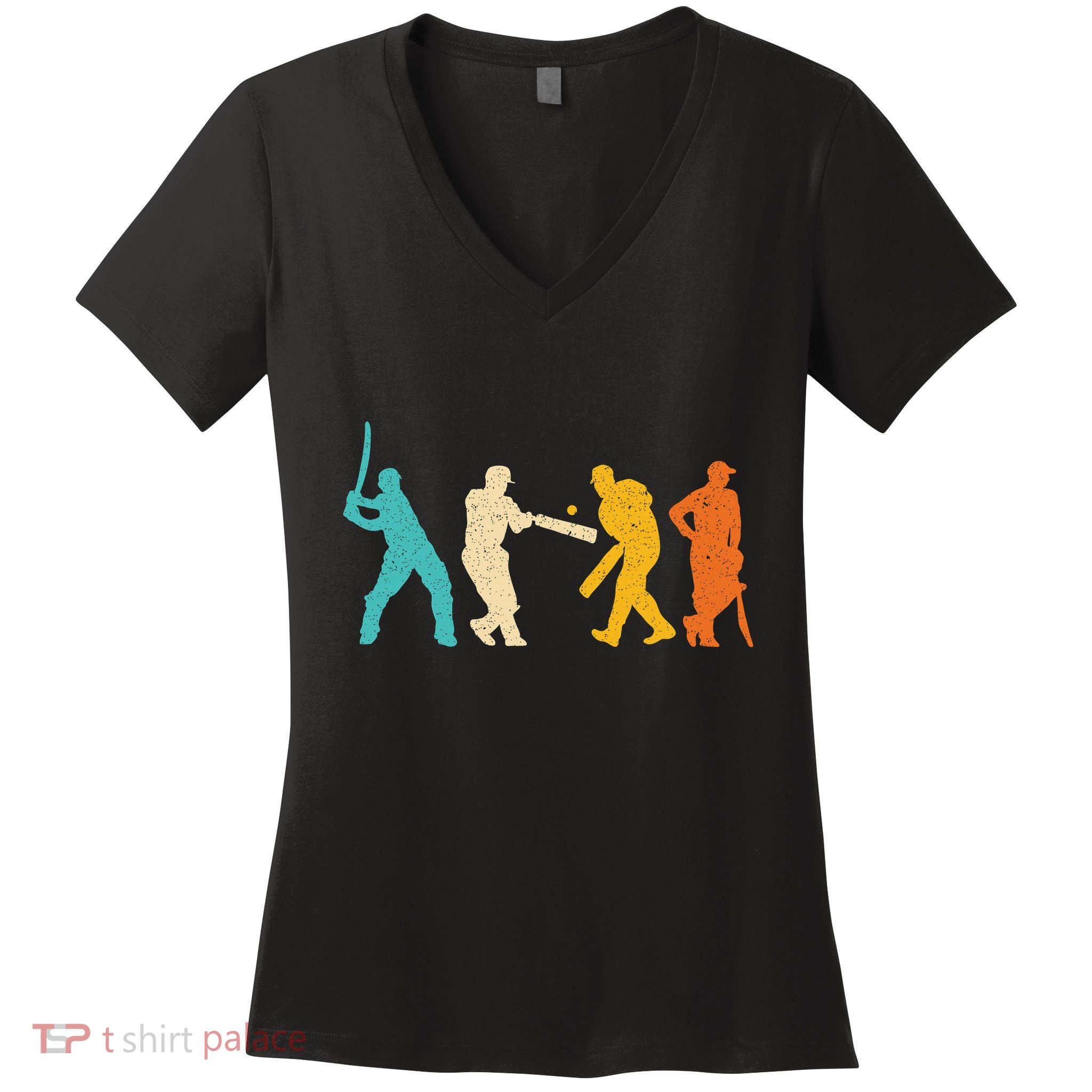 Cricket Gifts Retro Vintage Colors Cricket Players Women's V-Neck T-Shirt