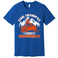 Cool Grandpas Ride Snowmobiles Funny Snowmobile Dad Grandpa Gift Premium T-Shirt