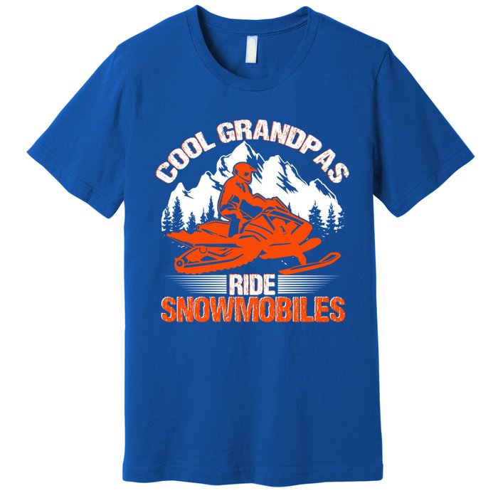 Cool Grandpas Ride Snowmobiles Funny Snowmobile Dad Grandpa Gift Premium T-Shirt